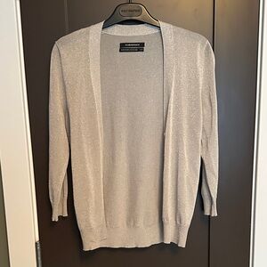 Club Monaco Silver Sparkle Open-Front Cardigan